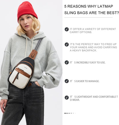7L Sling Bag For Women Men Backpack Fanny Pack Crossbody Chest Travel Shoulder Belt Bags Purse Handbag PU Leather