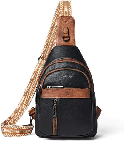 7L Sling Bag For Women Men Backpack Fanny Pack Crossbody Chest Travel Shoulder Belt Bags Purse Handbag PU Leather