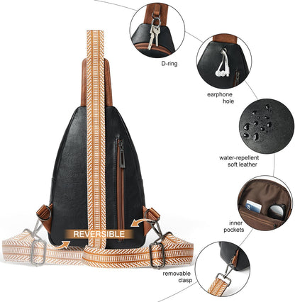 7L Sling Bag For Women Men Backpack Fanny Pack Crossbody Chest Travel Shoulder Belt Bags Purse Handbag PU Leather