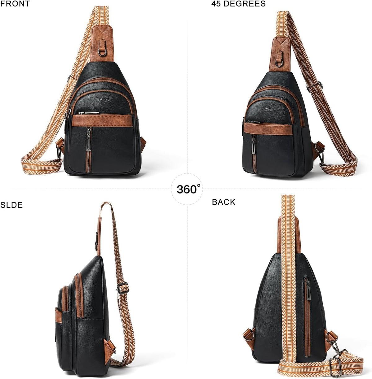 7L Sling Bag For Women Men Backpack Fanny Pack Crossbody Chest Travel Shoulder Belt Bags Purse Handbag PU Leather