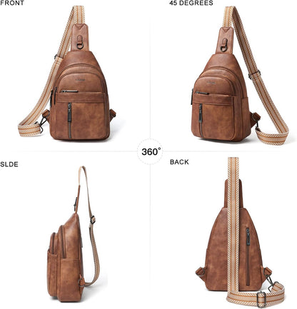 7L Sling Bag For Women Men Backpack Fanny Pack Crossbody Chest Travel Shoulder Belt Bags Purse Handbag PU Leather