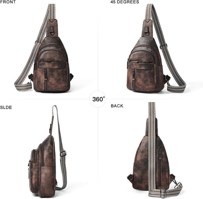 7L Sling Bag For Women Men Backpack Fanny Pack Crossbody Chest Travel Shoulder Belt Bags Purse Handbag PU Leather
