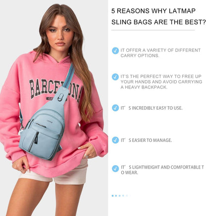 7L Sling Bag For Women Men Backpack Fanny Pack Crossbody Chest Travel Shoulder Belt Bags Purse Handbag PU Leather