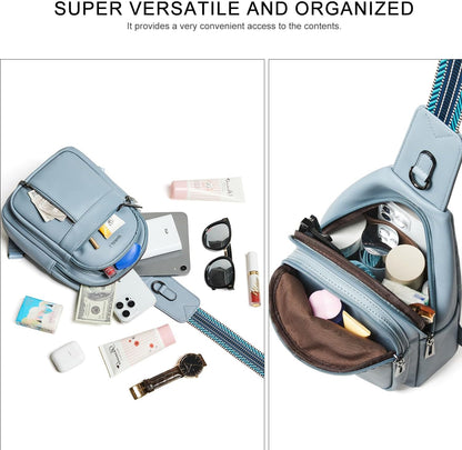 7L Sling Bag For Women Men Backpack Fanny Pack Crossbody Chest Travel Shoulder Belt Bags Purse Handbag PU Leather