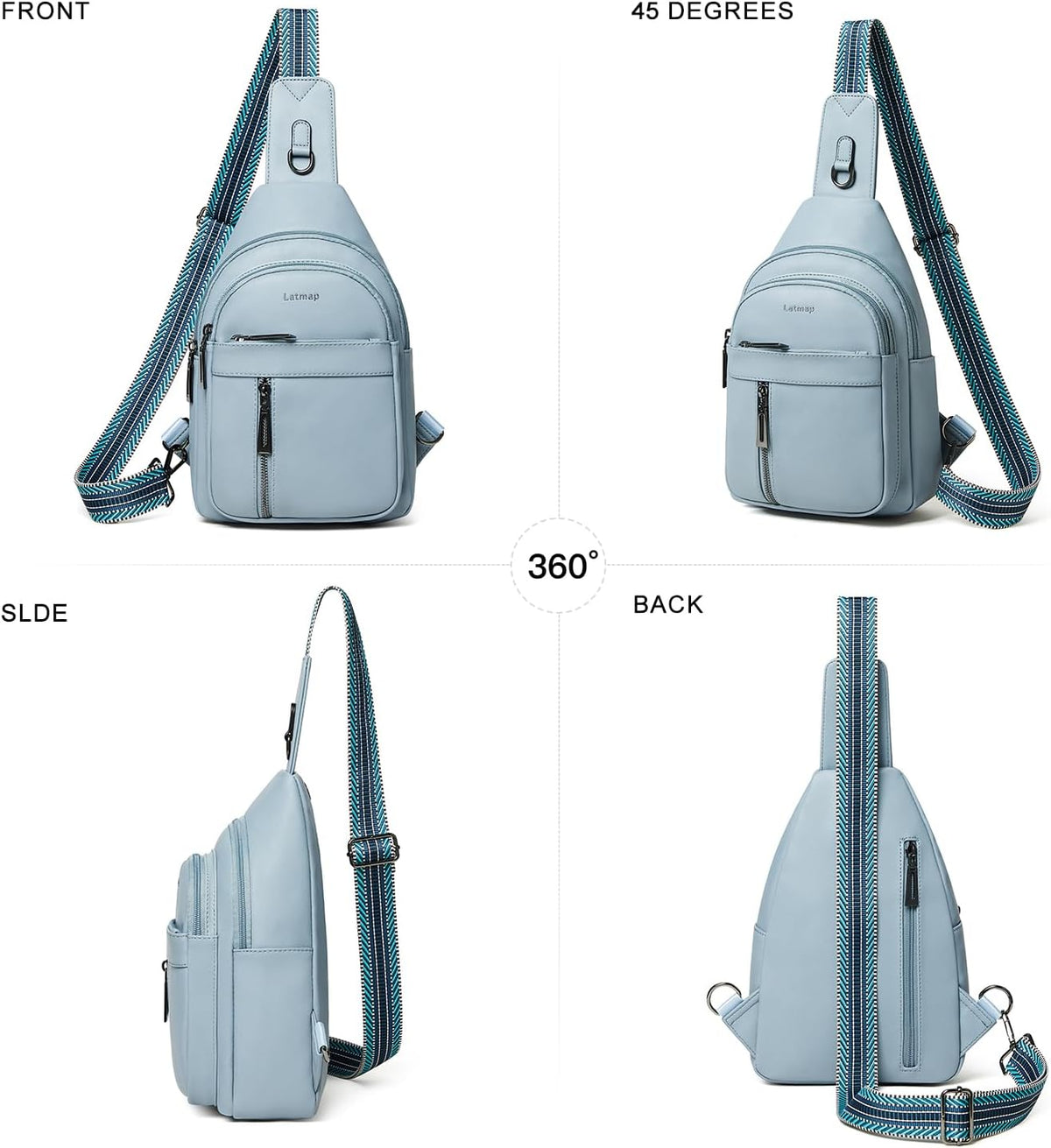 7L Sling Bag For Women Men Backpack Fanny Pack Crossbody Chest Travel Shoulder Belt Bags Purse Handbag PU Leather