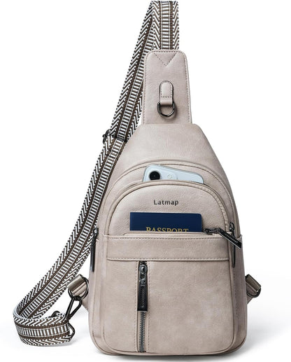 7L Sling Bag For Women Men Backpack Fanny Pack Crossbody Chest Travel Shoulder Belt Bags Purse Handbag PU Leather