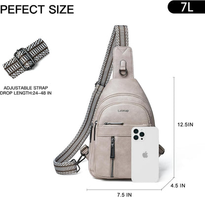 7L Sling Bag For Women Men Backpack Fanny Pack Crossbody Chest Travel Shoulder Belt Bags Purse Handbag PU Leather