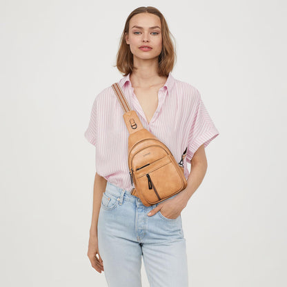 7L Sling Bag For Women Men Backpack Fanny Pack Crossbody Chest Travel Shoulder Belt Bags Purse Handbag PU Leather