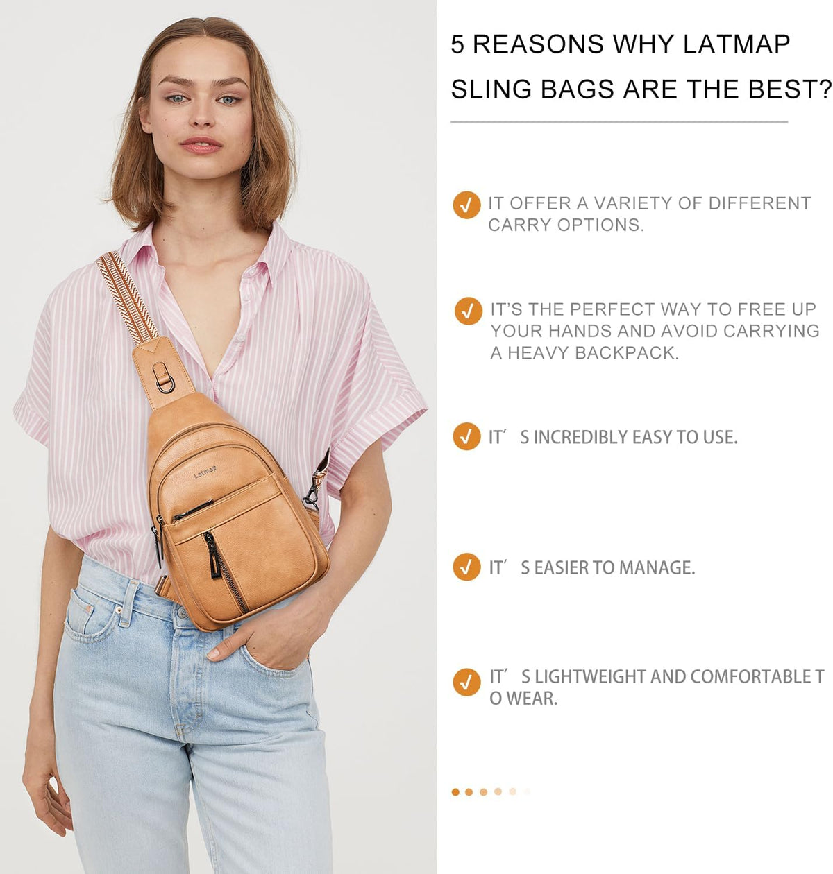 7L Sling Bag For Women Men Backpack Fanny Pack Crossbody Chest Travel Shoulder Belt Bags Purse Handbag PU Leather