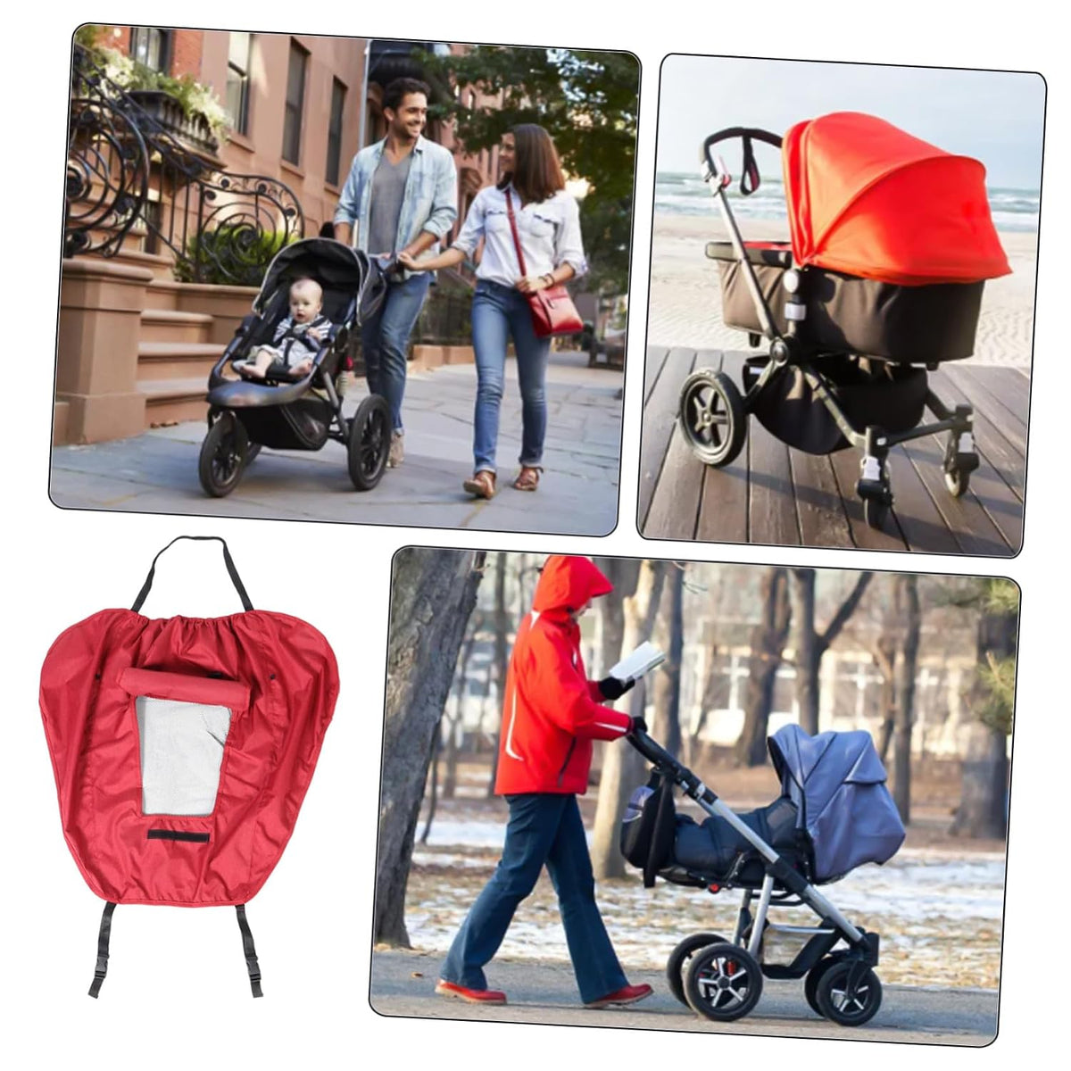 Stroller Sun Shade Cover Rain Protection Breathable Canopy for Prams Lightweight Easy Install Weather Resistant UV Shield Compatible with Multiple Brands
