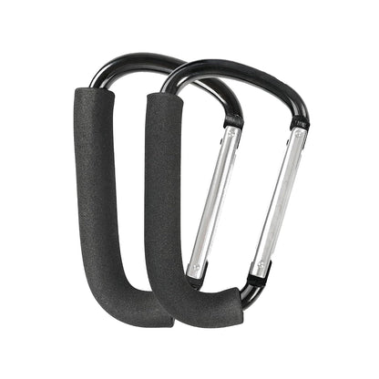 2 Pack Stroller Hooks, 6.3" Universal Stroller Clips, Large Carabiner Clip for Hanging Diaper Bags, Purse Grocery, and Shopping Bags