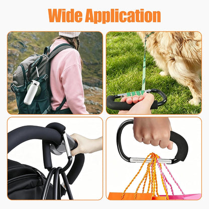 2 Pack Stroller Hooks, 6.3" Universal Stroller Clips, Large Carabiner Clip for Hanging Diaper Bags, Purse Grocery, and Shopping Bags