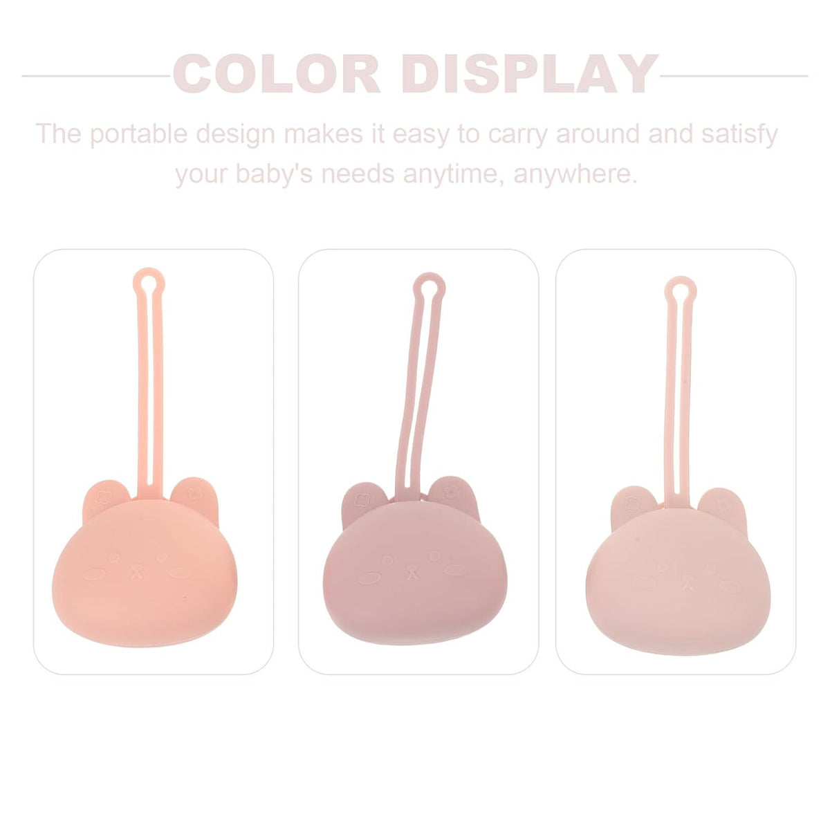 Silicone Pacifier Holder Case Portable Pacifier Storage Container for Babies Travel Soother Organizer 3pcs Set in Light Pink, Watermelon Pink, and Purple