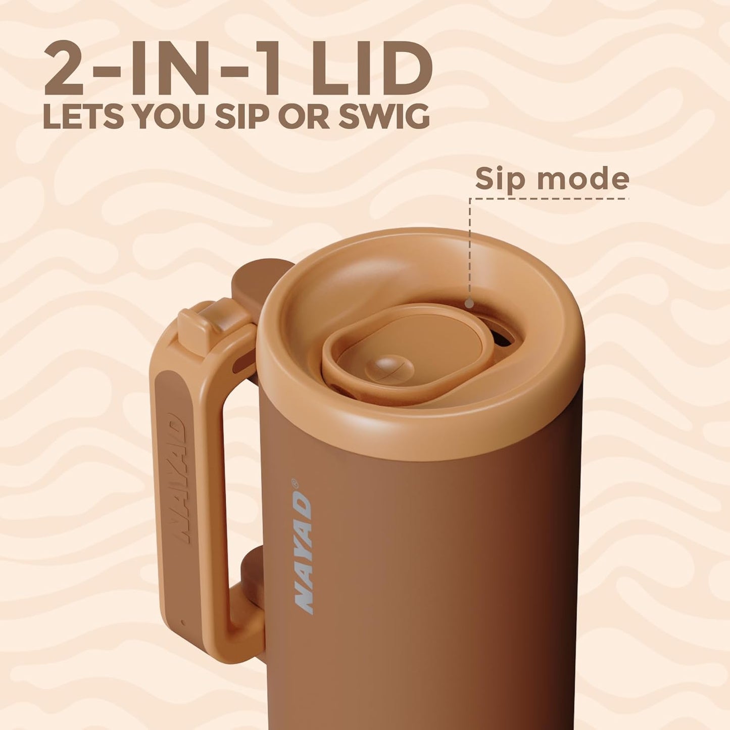 40oz Travel Tumbler with Foldable Handle and Straw 2-Position Lid | Insulated Stainless Steel Cup, Dual Straw-Sip Lid, Folding Handle, Cup Holder Compatible for Travel| BPA-Free （Coral Pink）