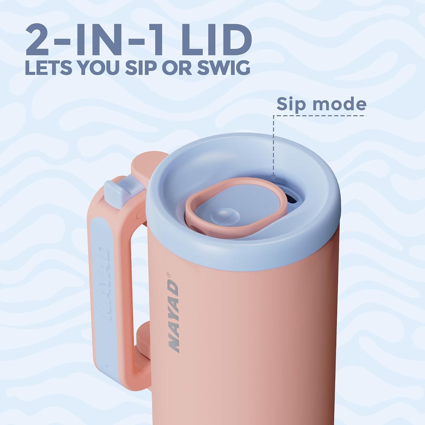 40oz Travel Tumbler with Foldable Handle and Straw 2-Position Lid | Insulated Stainless Steel Cup, Dual Straw-Sip Lid, Folding Handle, Cup Holder Compatible for Travel| BPA-Free （Coral Pink）