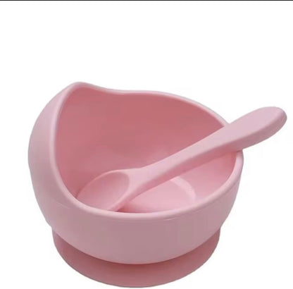 Baby Feeding Set 11 Pcs-BPA-Free Food Grade Silicone-Baby Led Weaning Supplies, Baby Spoons Suction Bowl Divided Plate Bib Cup Finger Brush,First Stage Solid Food Eating Utensils (Baby Pink)