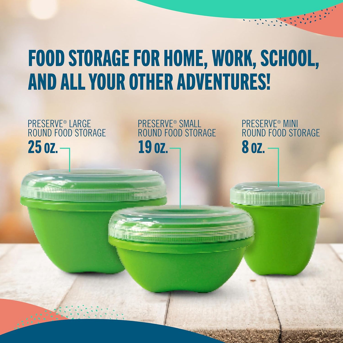 Mini Food Storage, Orange, 8 oz., Set of 4