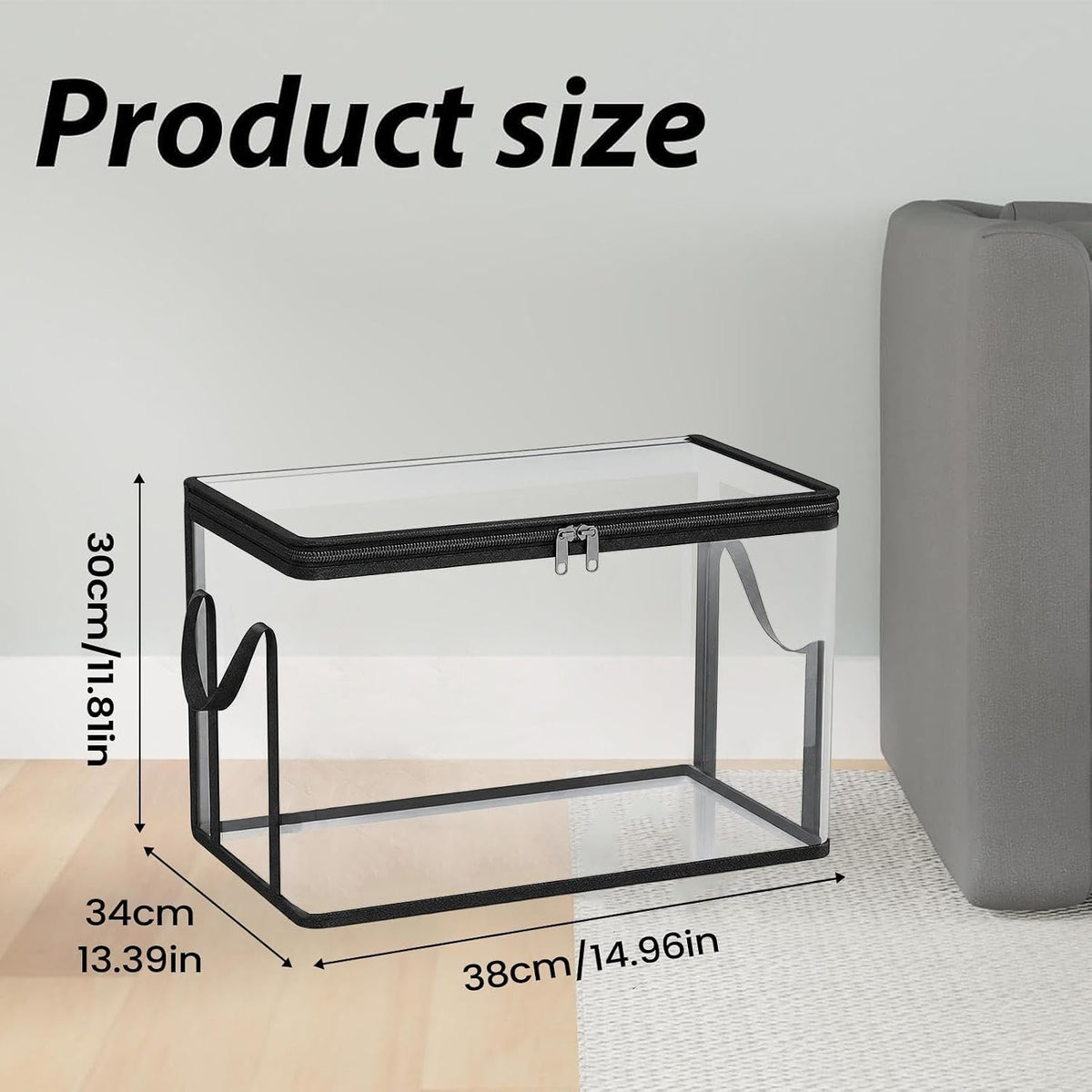 2-Pack Toy Storage Bags with Zippers & Handle PVC 38x24x32cm Reusable Clear Waterproof Organizer Storage Toy Storages Organizer Box for Board Games, Puzzles, Building Blocks & Travel
