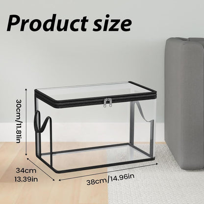 2-Pack Toy Storage Bags with Zippers & Handle PVC 38x24x32cm Reusable Clear Waterproof Organizer Storage Toy Storages Organizer Box for Board Games, Puzzles, Building Blocks & Travel