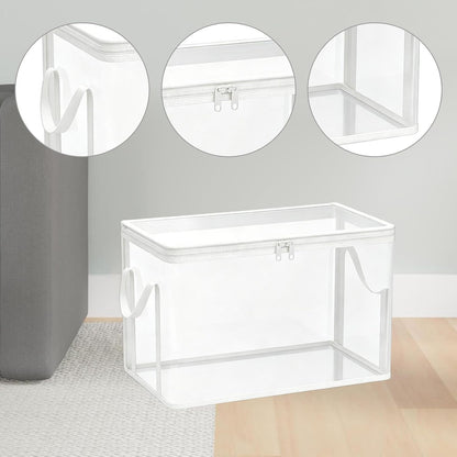 2-Pack Toy Storage Bags with Zippers & Handle PVC 38x24x32cm Reusable Clear Waterproof Organizer Storage Toy Storages Organizer Box for Board Games, Puzzles, Building Blocks & Travel