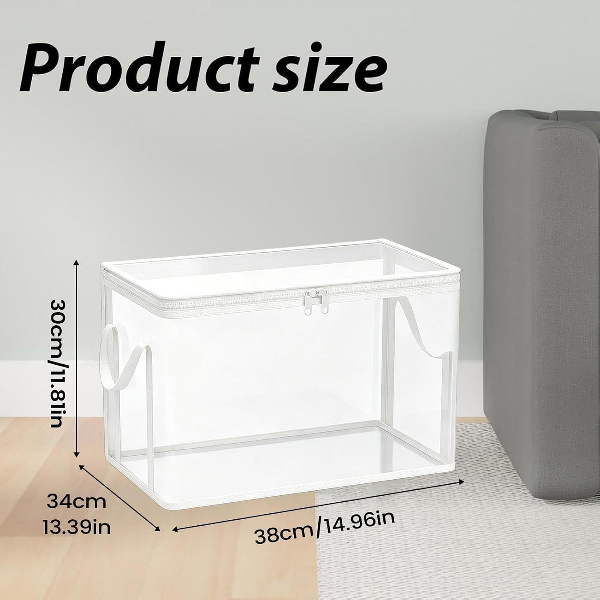 2-Pack Toy Storage Bags with Zippers & Handle PVC 38x24x32cm Reusable Clear Waterproof Organizer Storage Toy Storages Organizer Box for Board Games, Puzzles, Building Blocks & Travel