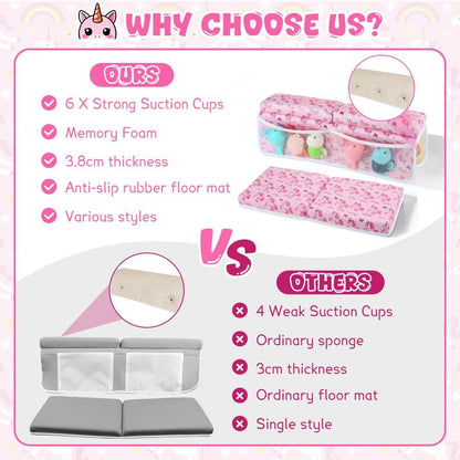 Baby Bath Kneeler and Elbow Rest Pad Set,1.5" Thick Baby Bath Kneeler Pads with Toys Organizer, Pads to Support The Arm, Essentials, Ideal Kneeling Pad for Bathing（Pink）