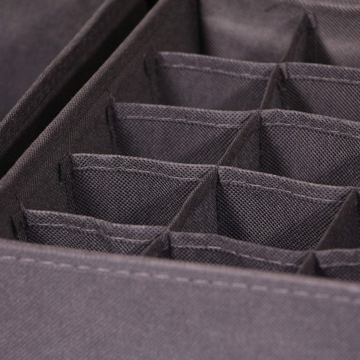 Set of 4 Foldable Cloth Storage Box Closet Dresser Drawer Organizer Fabric Baskets Bins Containers Divider for Clothes Underwear Socks Lingerie Clothing, Grey 40-0000