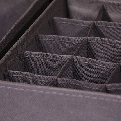 Set of 4 Foldable Cloth Storage Box Closet Dresser Drawer Organizer Fabric Baskets Bins Containers Divider for Clothes Underwear Socks Lingerie Clothing, Grey 40-0000
