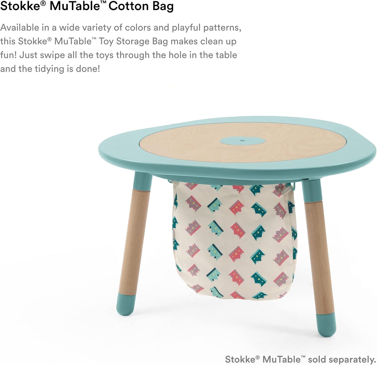 MuTable Cotton Bag, Crowns - Toy Storage Bag for Small to Medium-Sized Toys - Made of Soft Cotton - Lightweight, Easy to Carry