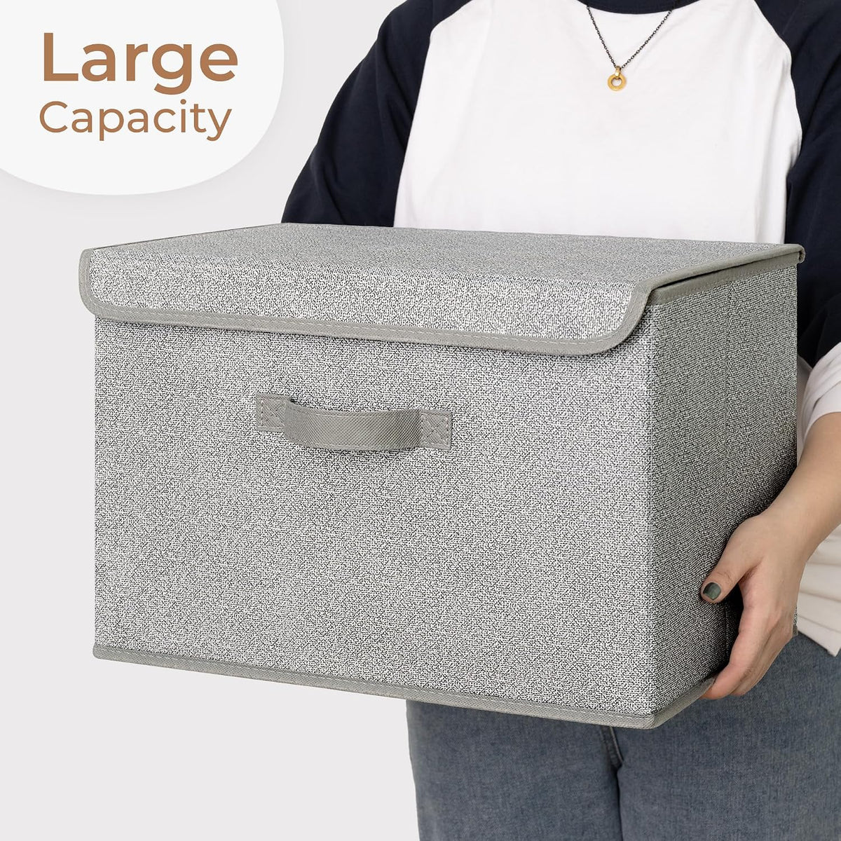 Memory Keepsake Storage Box, Fabric Storage Bins with Lids