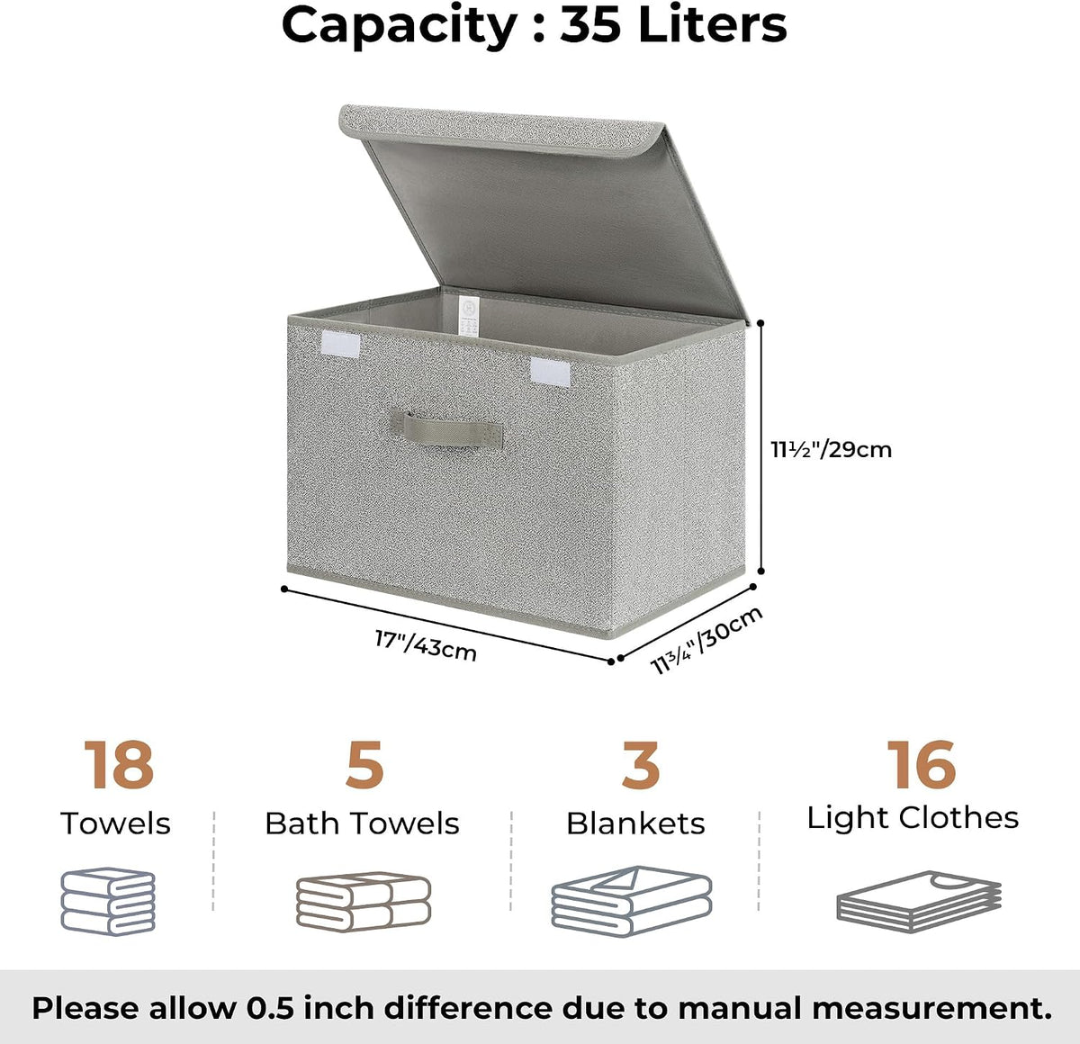 Memory Keepsake Storage Box, Fabric Storage Bins with Lids