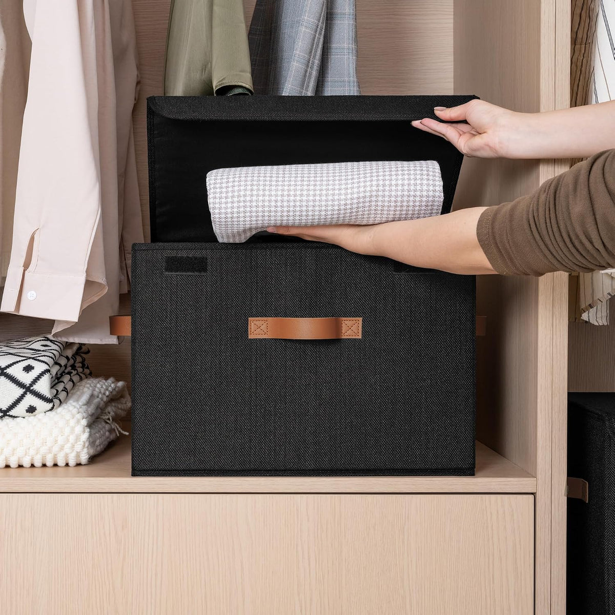 Memory Keepsake Storage Box, Fabric Storage Bins with Lids