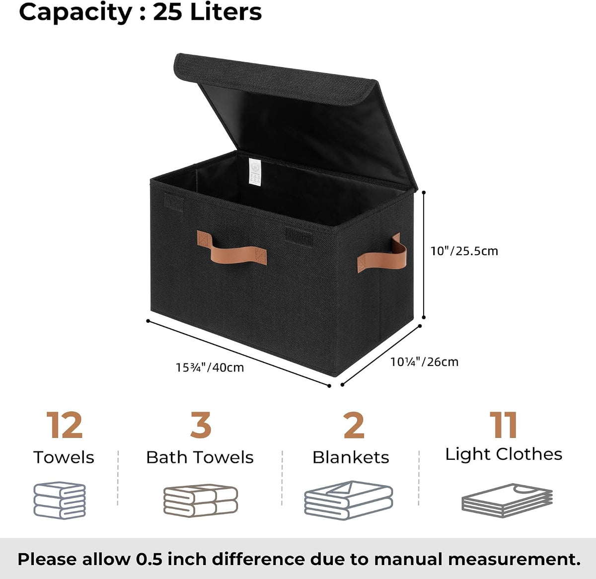 Memory Keepsake Storage Box, Fabric Storage Bins with Lids