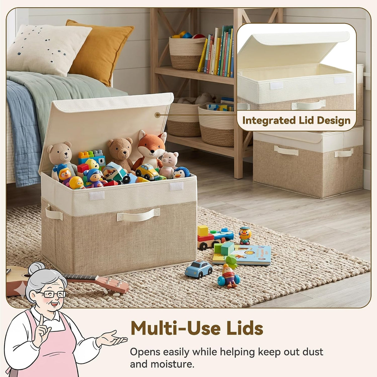 Memory Keepsake Storage Box, Fabric Storage Bins with Lids