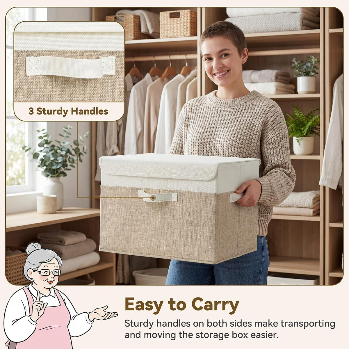 Memory Keepsake Storage Box, Fabric Storage Bins with Lids