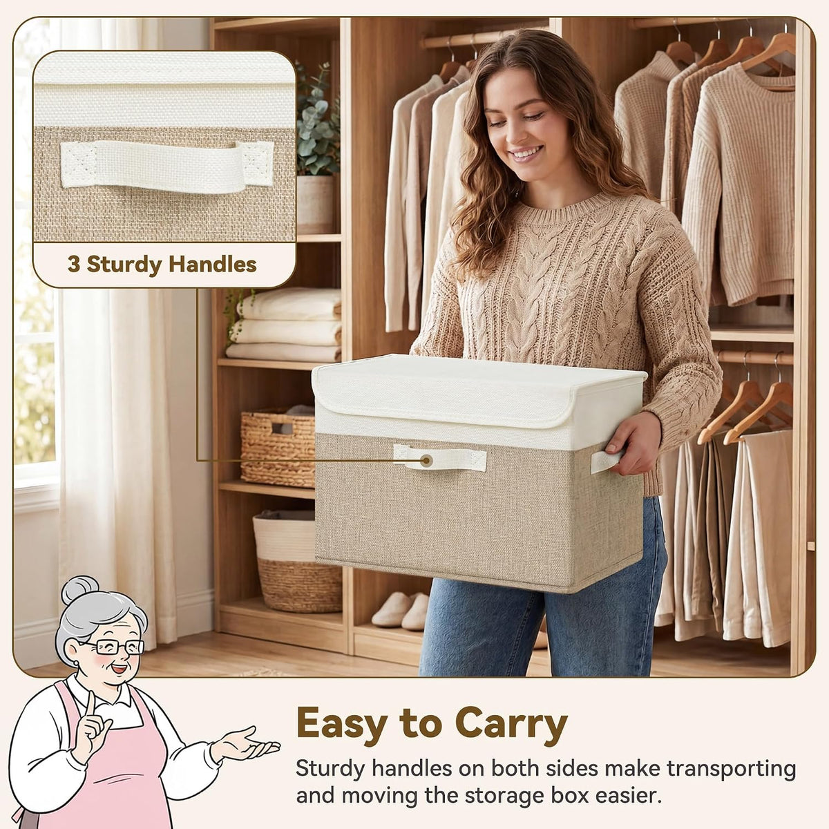 Memory Keepsake Storage Box, Fabric Storage Bins with Lids