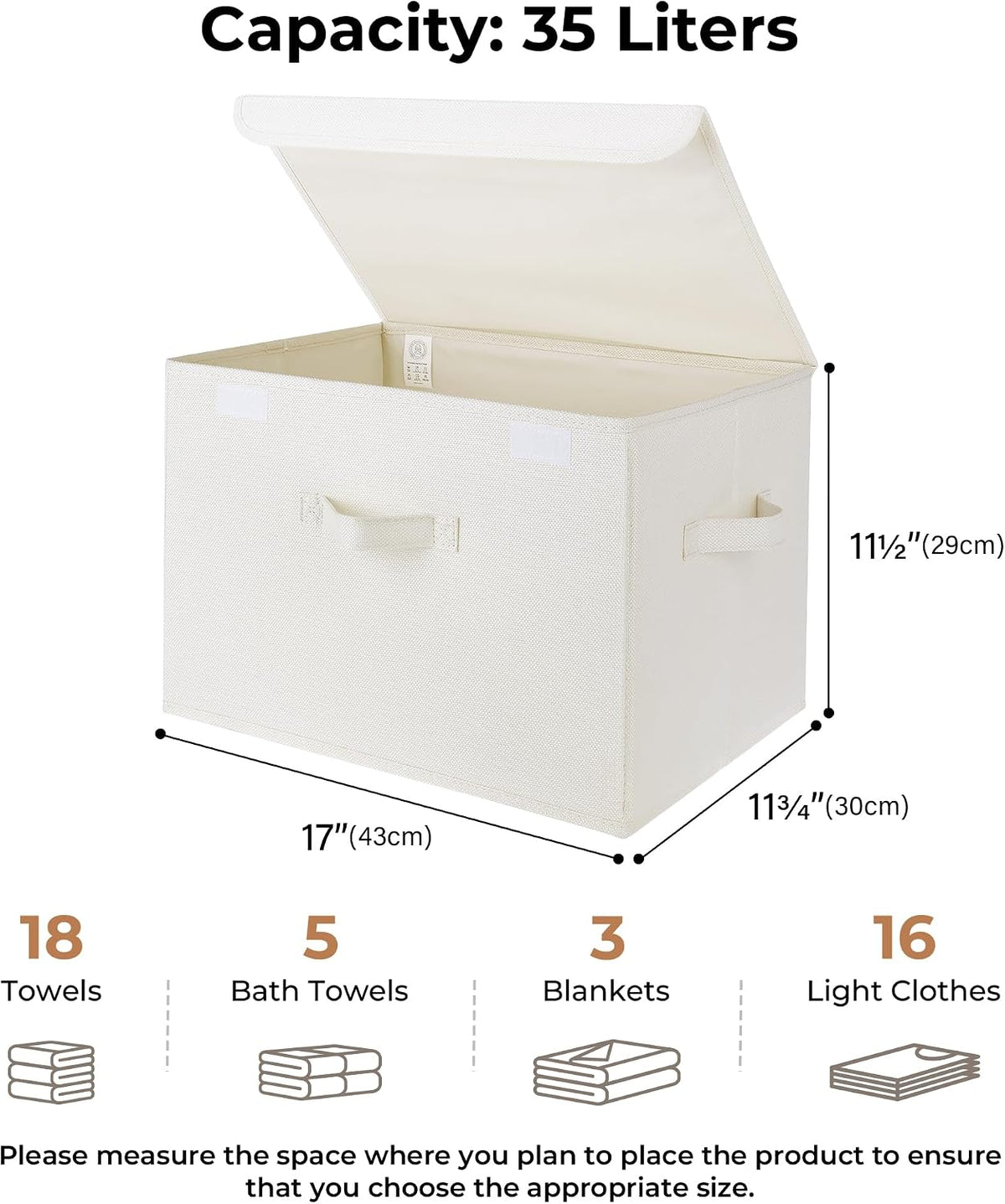 Memory Keepsake Storage Box, Fabric Storage Bins with Lids