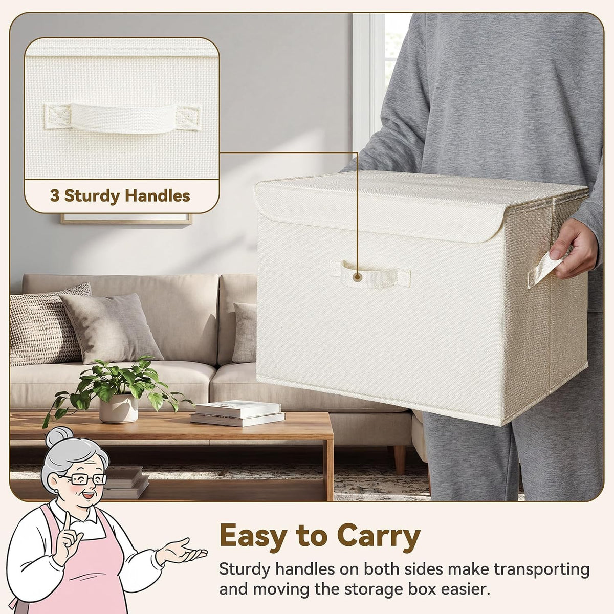 Memory Keepsake Storage Box, Fabric Storage Bins with Lids