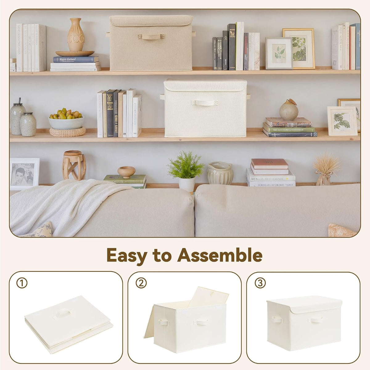 Memory Keepsake Storage Box, Fabric Storage Bins with Lids