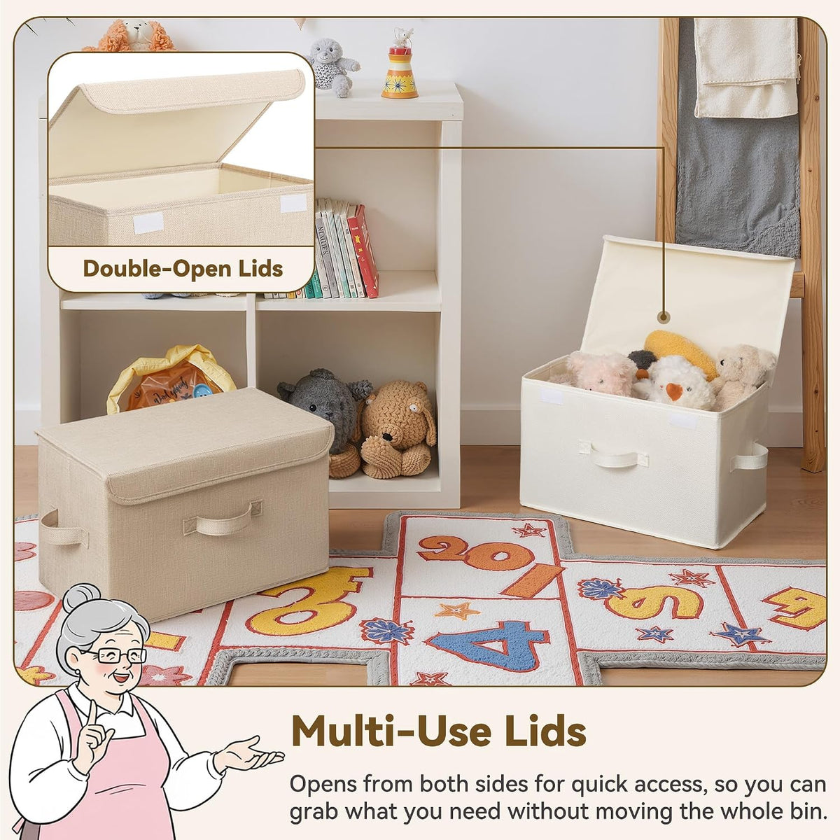 Memory Keepsake Storage Box, Fabric Storage Bins with Lids