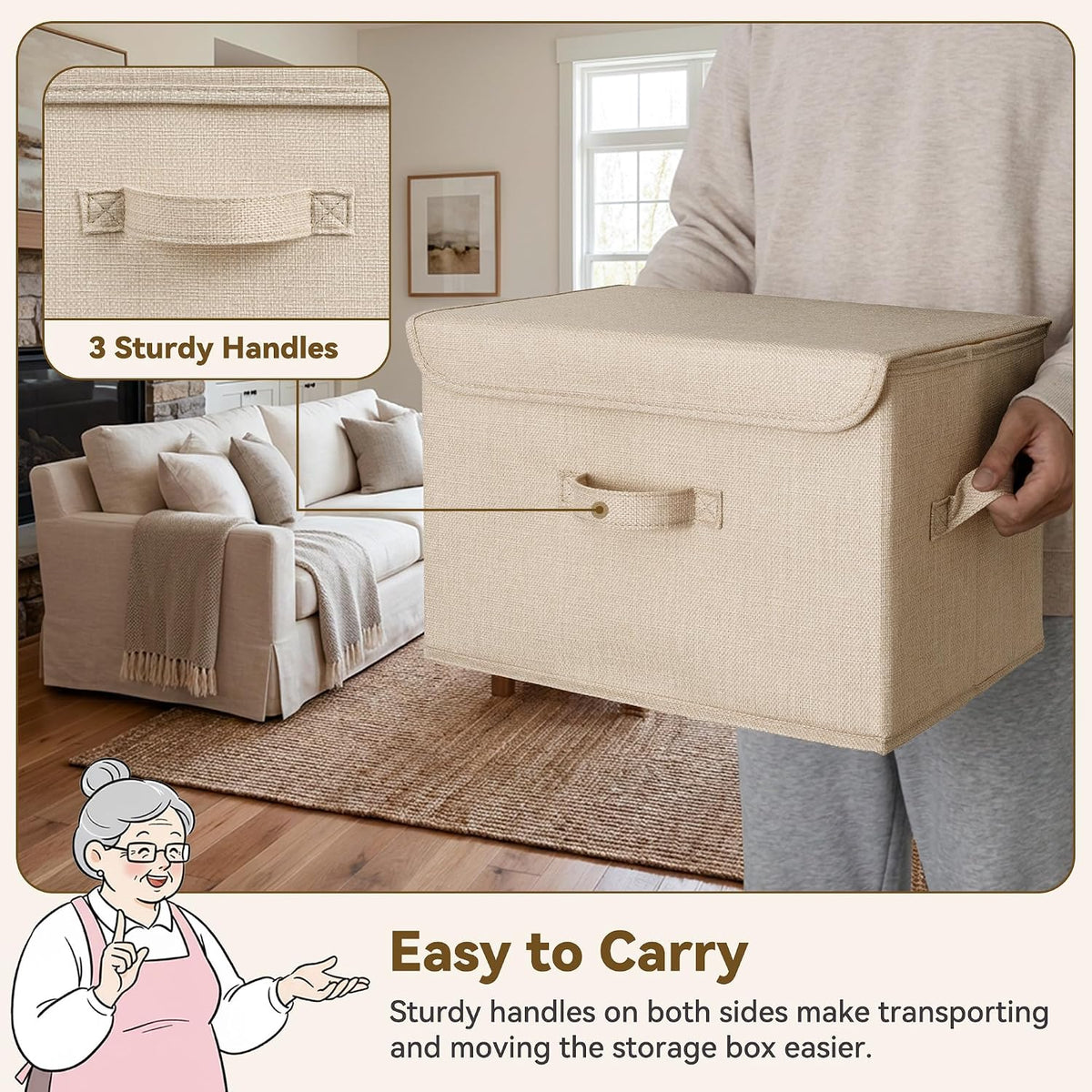 Memory Keepsake Storage Box, Fabric Storage Bins with Lids