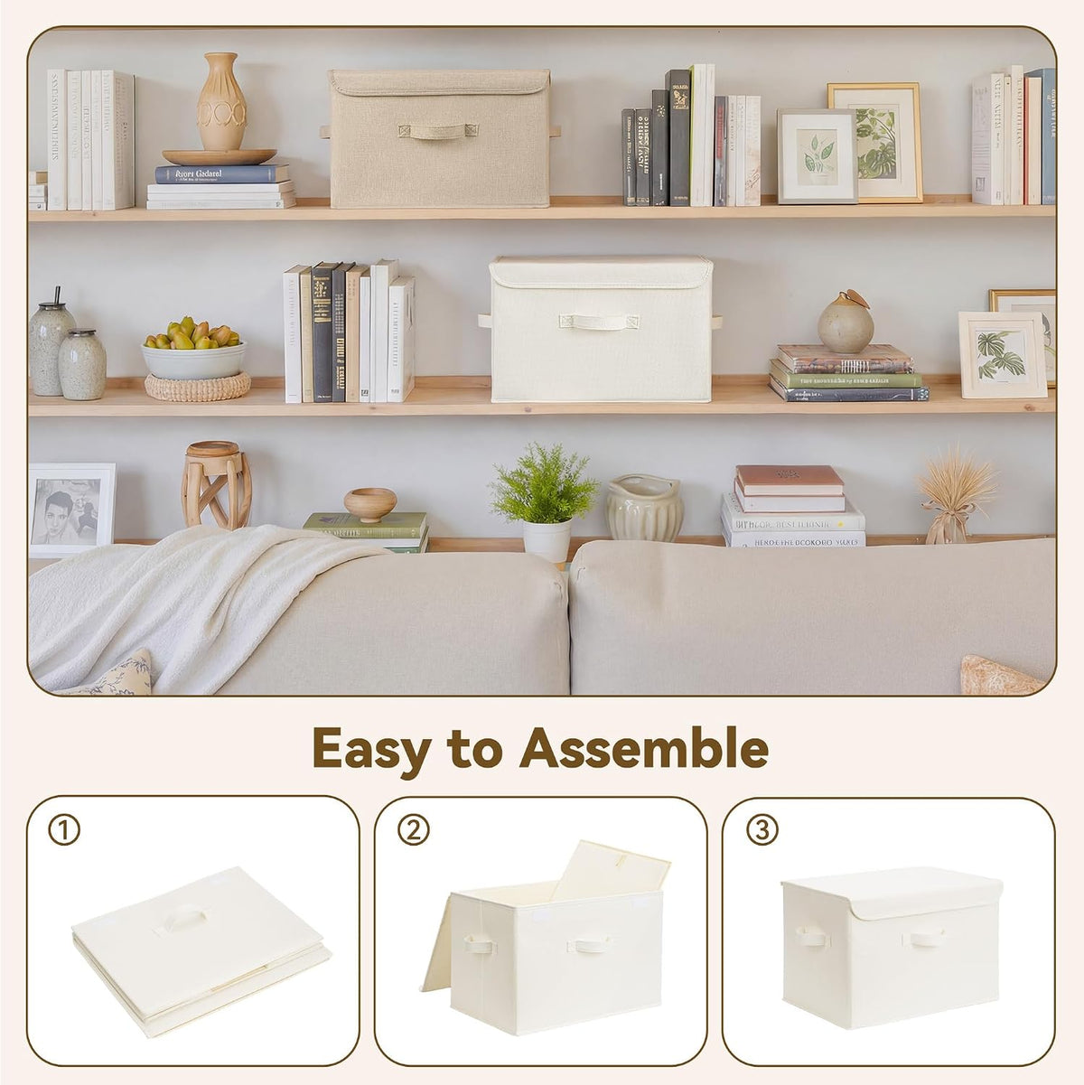 Memory Keepsake Storage Box, Fabric Storage Bins with Lids