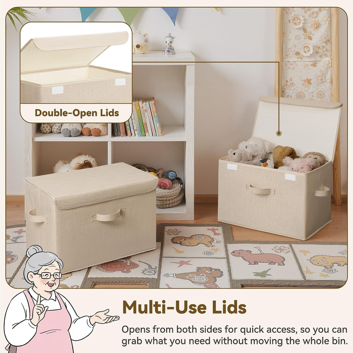 Memory Keepsake Storage Box, Fabric Storage Bins with Lids