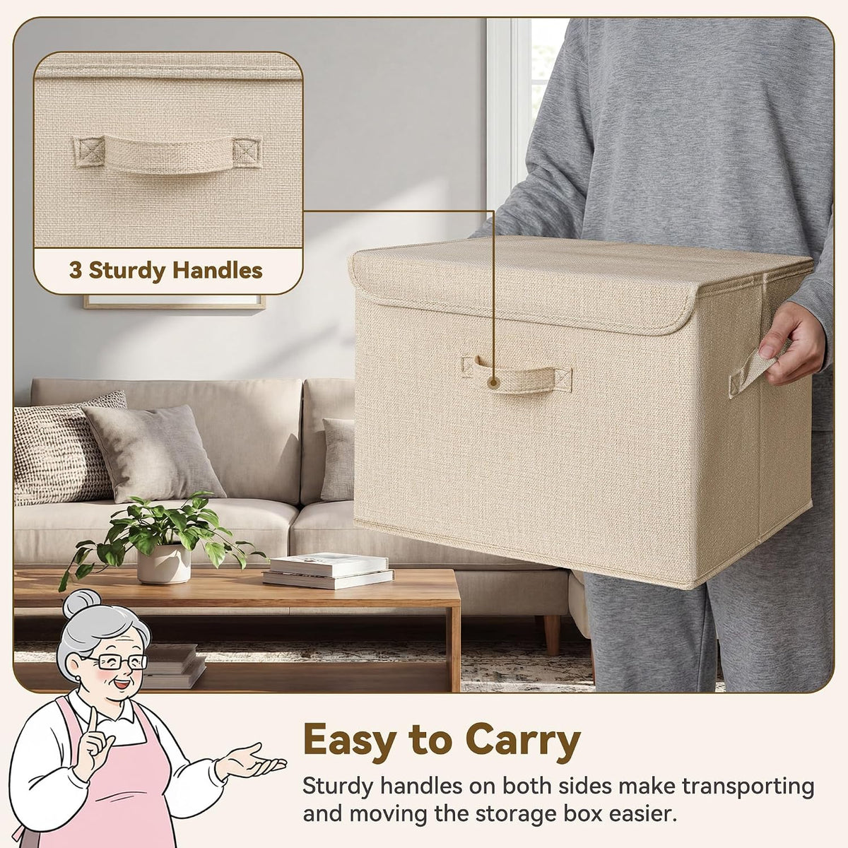 Memory Keepsake Storage Box, Fabric Storage Bins with Lids
