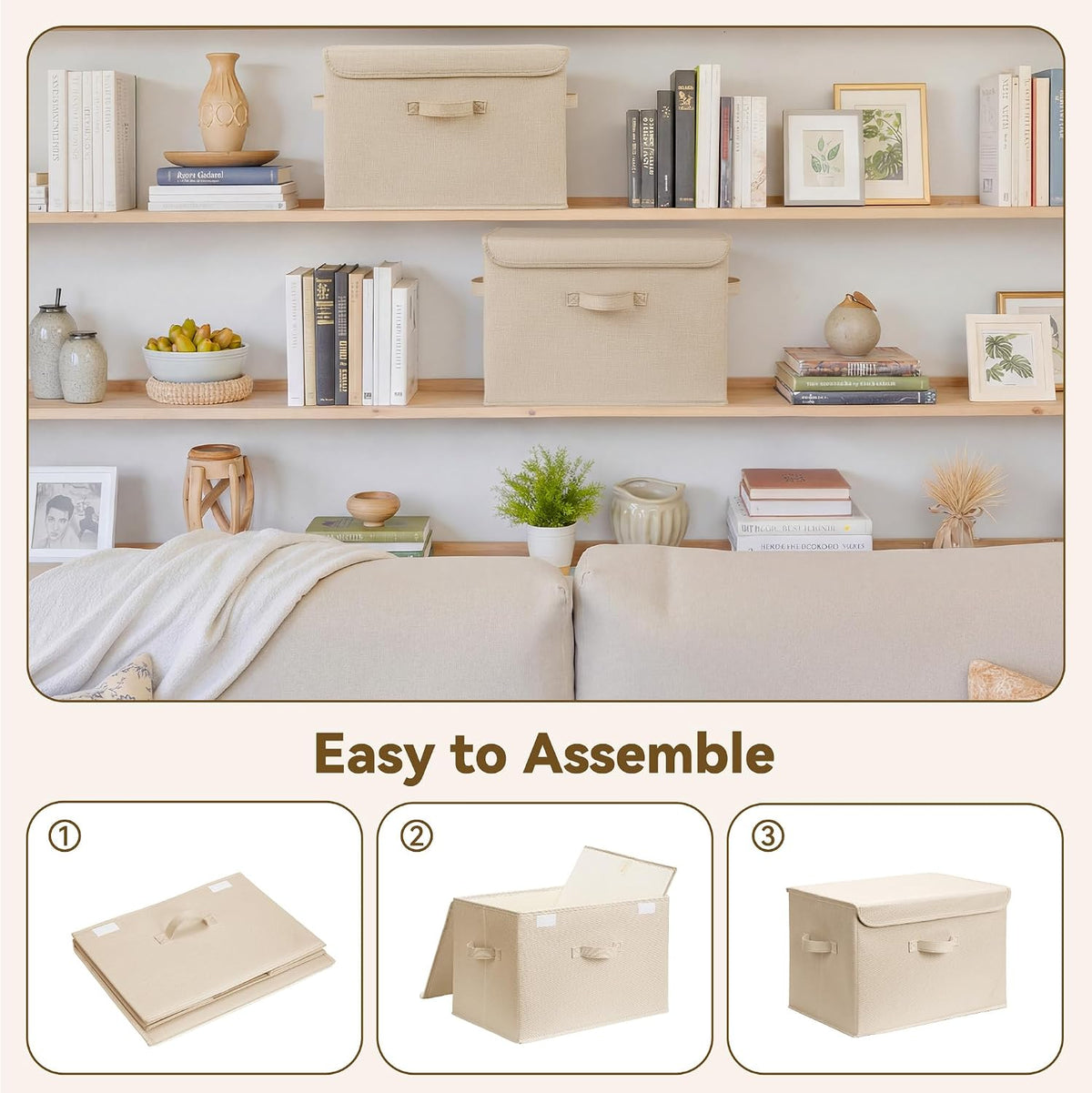 Memory Keepsake Storage Box, Fabric Storage Bins with Lids
