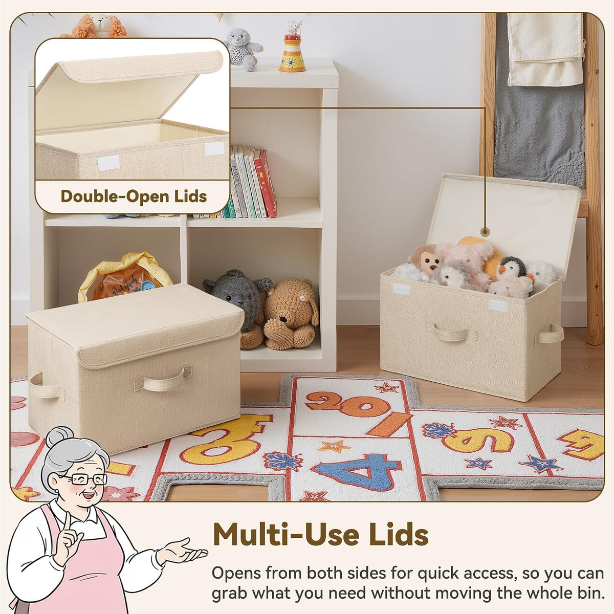 Memory Keepsake Storage Box, Fabric Storage Bins with Lids