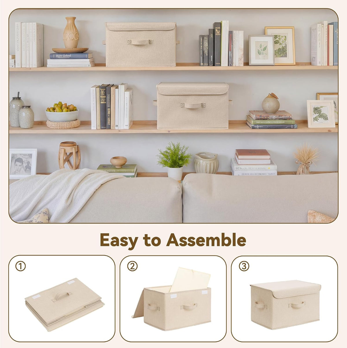 Memory Keepsake Storage Box, Fabric Storage Bins with Lids