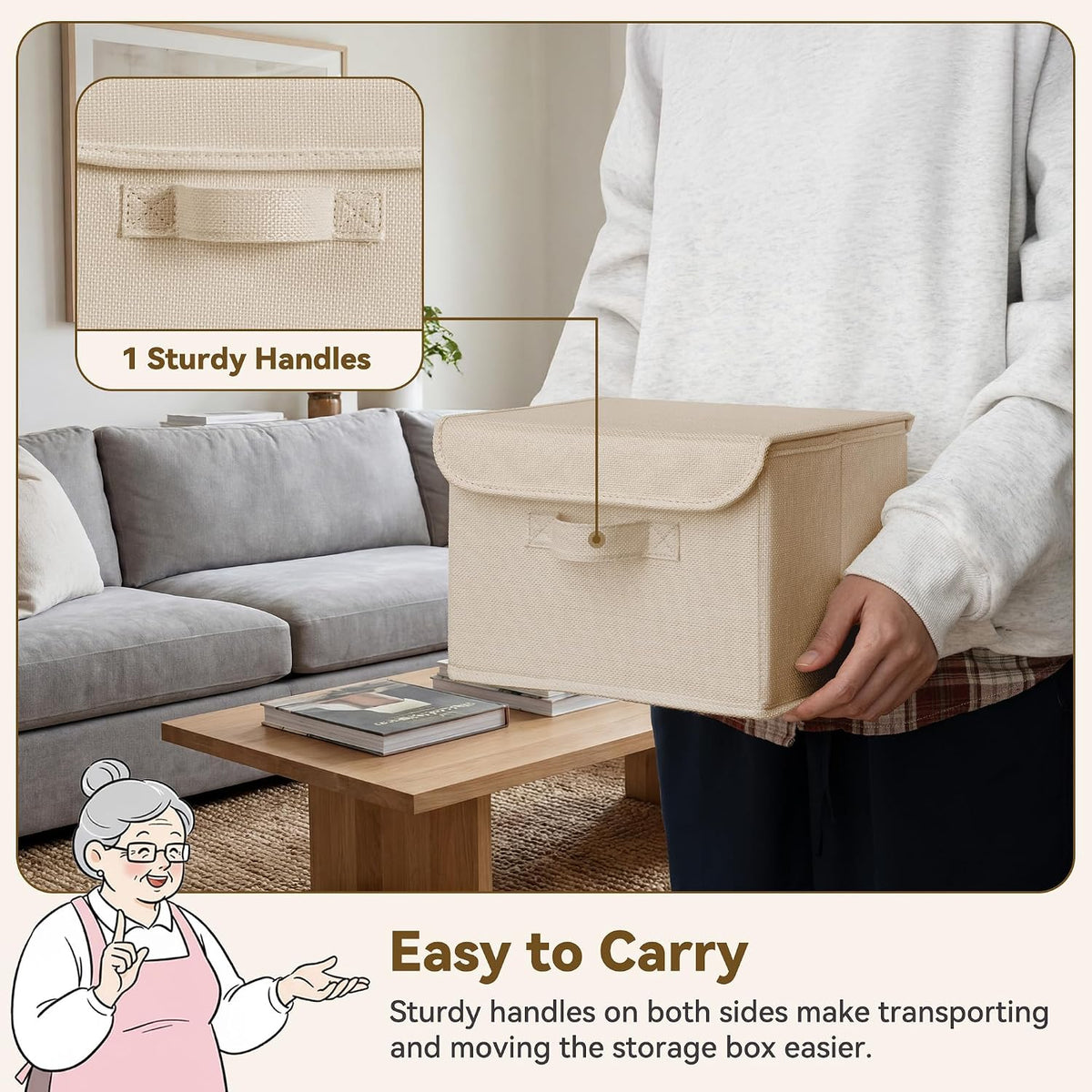 Memory Keepsake Storage Box, Fabric Storage Bins with Lids