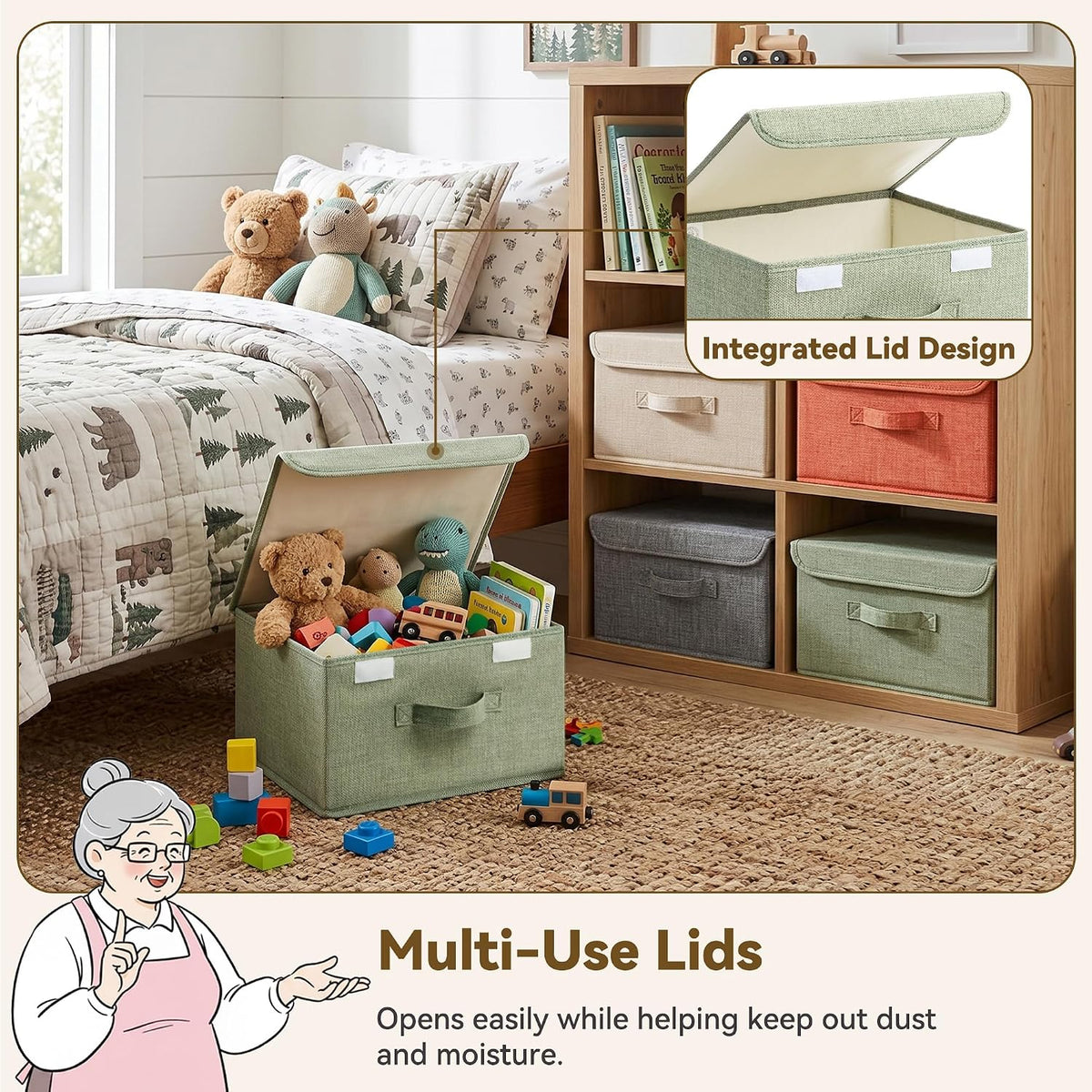 Memory Keepsake Storage Box, Fabric Storage Bins with Lids