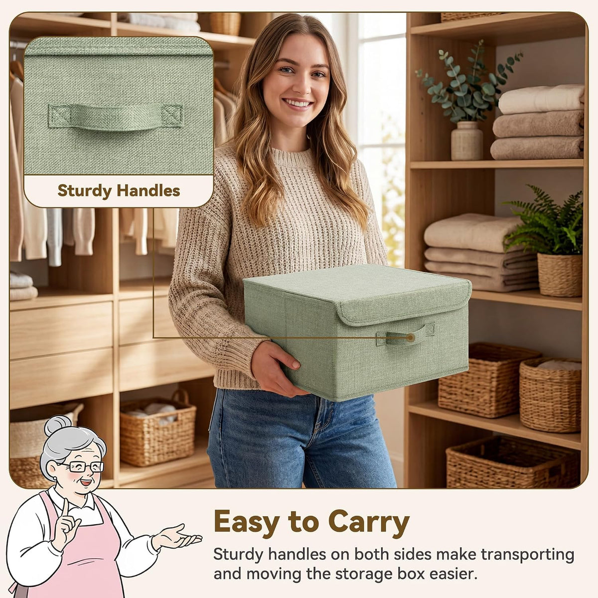 Memory Keepsake Storage Box, Fabric Storage Bins with Lids